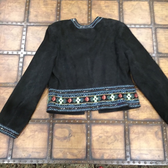 Double D Ranch Wear Embroidered & Beaded Black Lambsuede Leather Jacket … - Picture 9 of 12